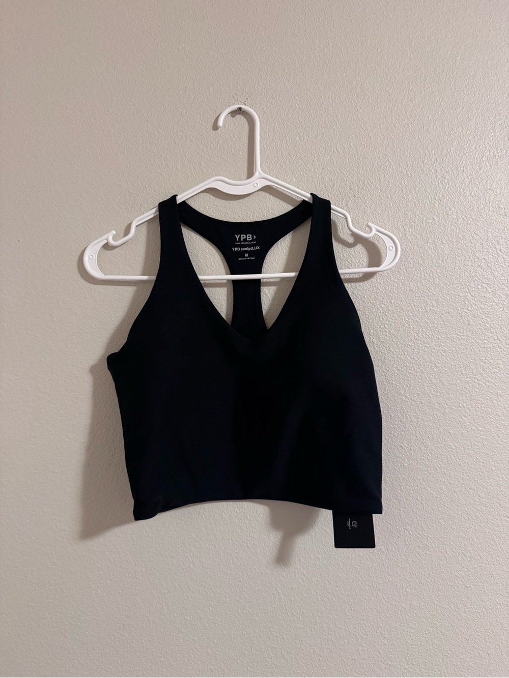 NWT YPB Black Racerback Cropped Sports Bra